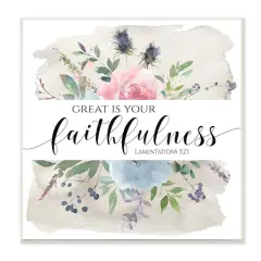 Stupell Industries Great Is Your Faithfulness Lamentations 3:23 Wild Florals,12" x 12"