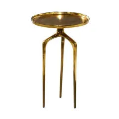 25" Gold Aluminum Contemporary Accent Table