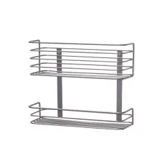 Household Essentials 2-Tier Door Mount Cabinet Organizer Silver