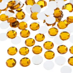 John Bead Acrylic Round Flat Back Rhinestones, 10mm Gold