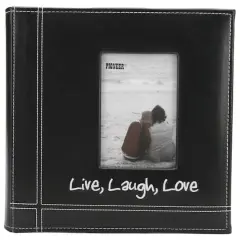 Pioneer&reg; Live, Laugh & Love Embroidered Stitched Leatherette Album, 9" x 9"