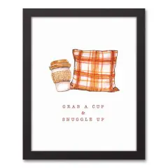 Grab A Cup & Snuggle Up Fall Canvas in Black Frame