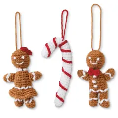 Intermediate Gingerbread Cookies & Candy Cane Amigurumi Crochet Ornament Kit by Loops & Threads&reg;