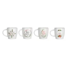 Hello Honey&reg; 4" Multicolor Holiday Round Hand-Painted Stoneware Mug Set