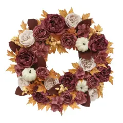 24" Peony, Rose & Pumpkin Wreath by Ashland&reg;