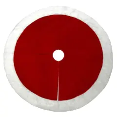 Haute Decor 54" Red & White Velvet Christmas Tree Skirt