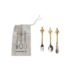 Hello Honey&reg; Silver Christmas Tree Handle Appetizer Utensil Set