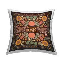 Stupell Industries Happy Harvest on Brown Outdoor Printed Pillow