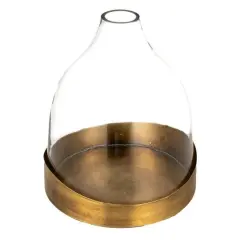 Hello Honey&reg; 10" Clear & Antique Sophisticated Glass Cloche with Metal Tray