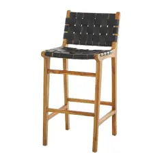 Black Teak Wood Modern Bar Stool 18" x 18" x 40"
