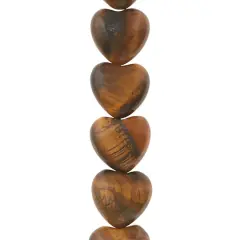 Brown Tiger's Eye Heart Semi-Precious Beads by Bead Landing&trade;, 12mm 