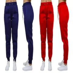 Galaxy by Harvic Women's Relaxed Fit Fleece-Lined Jogger Sweatpants 2 Pack Navy/Red