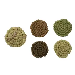 Hello Honey&reg; Green Tones Handmade Wool Felt Ball Coaster Set