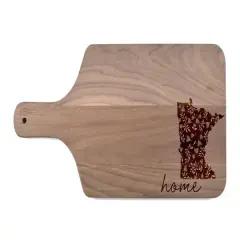17" Floral Home State Walnut Paddle Cutting Board Minnesota