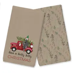 Brown Holly Jolly Christmas Tea Towel Set