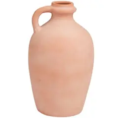 15" Orange Terracotta Jug Vase with Handle