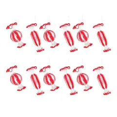 Glass Peppermint Candy Ornaments Set