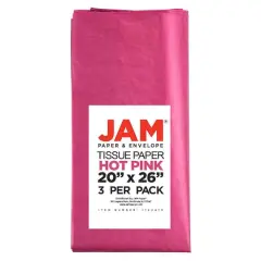 JAM Paper Shimmer Tissue Paper, 3 Sheets Hot Pink Watermelon