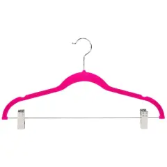 Simplify Slim Velvet Hangers with Clips, 6ct. Fuchsia