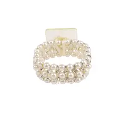 Jam Paper Savannah Beaded Flower Bracelet Champagne