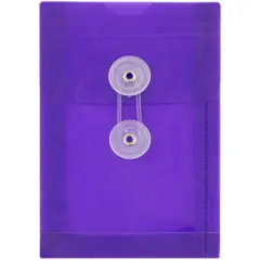 JAM Paper 4.25" x 6.25" Plastic Button & String Tie Closure Envelopes, 12ct. Purple
