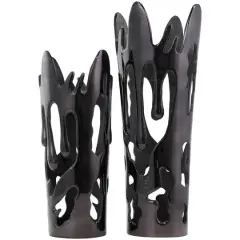 Black Contemporary Aluminum Drip Vase Set