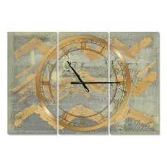Designart Glam Metallic Form III Modern 3 Panel Wall Clock