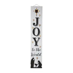 Glitzhome&reg; 42" Lighted Wooden Nativity Porch Sign with Timer