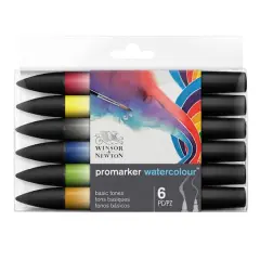 Winsor & Newton&reg; ProMarker&trade; Basic Tones 6 Watercolor Marker Set