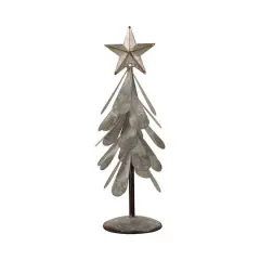 Glitzhome&reg; 14.5" Galvanized Metal Christmas Tree Table D&eacute;cor