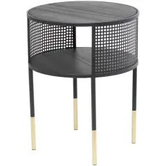 21" Black Metal Open Grid Frame Accent Table