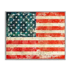 Stupell Industries Rustic American Flag Framed Giclee Art Gray