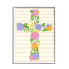 Stupell Industries Floral Cross Religious Symbol Framed Giclee Art White