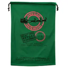 19" x 26" Express Delivery Green Christmas Cotton Drawstring Bag