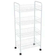 Simplify 4-Tier White Rolling Storage Cart