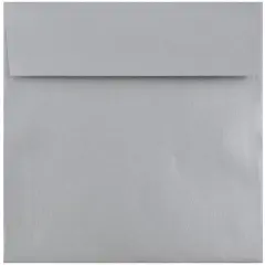 JAM Paper 6.5" x 6.5" Square Metallic Invitation Envelopes, 50ct. Silver Stardream