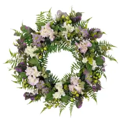 30'' Green and Purple Hydrangea Floral Spring Wreath