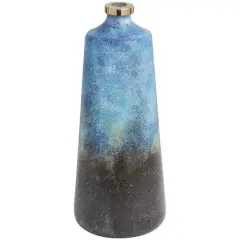 17" Blue Glass Galaxy Inspired Abstract Vase