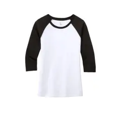 District&reg; Women's Perfect Tri&reg; 3/4-Sleeve Raglan Adult T-Shirt Black/White