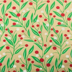 JAM Paper Embossed Gold with Holly Gift Wrap