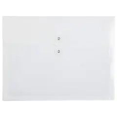 JAM Paper Letter Booklet Plastic Envelopes with Button & String Tie Closure, 12ct. White