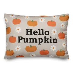 Hello Pumpkin Daisy Pattern 20" x 14" Indoor / Outdoor Pillow