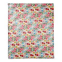 Butterfly Watercolor Florals Coral Fleece Blanket