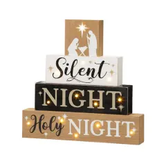 Glitzhome&reg; 12" LED Lighted Nativity Block Word Sign