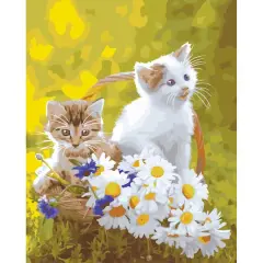 16" x 20" Kittens & Daisies Paint-by-Number Kit with Wood Display Hanger by Artist's Loft&reg;
