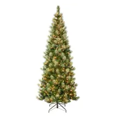 9ft. Pre-Lit Charleston Pine Slim Artificial Christmas Tree, Clear Lights