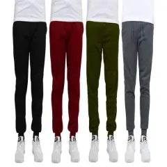 Galaxy by Harvic Men's Fleece-Lined Jogger Sweatpants 4 Pack Black/Olive/Burgundy/Charcoal