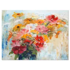 Designart - Flowers in Vase Painted - Floral Art Canvas Print