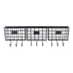 DII&reg; 30" Black Farmhouse Wire Wall Organizer with Hooks