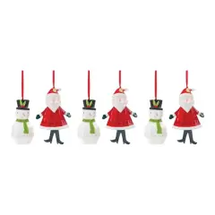 Whimsical Santa & Snowman Ornament Set